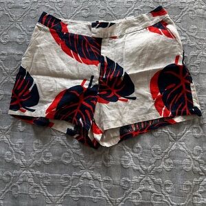Lucky Brand Red and Blue Leaf Print High Waist Shorts